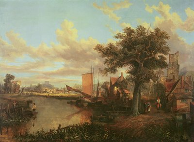 La rivière Yare avec une vue lointaine de Norwich, c.1840 - English School